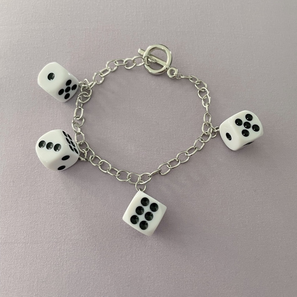 New Silver Dice Toggle Bracelet